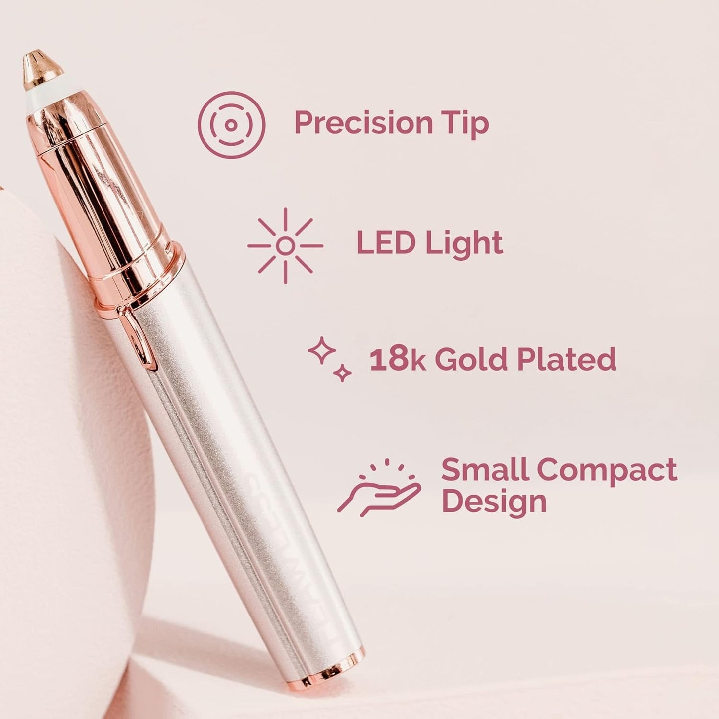 Mini Electric Eyebrow Trimmer, Painless Hair Remover with LED Light